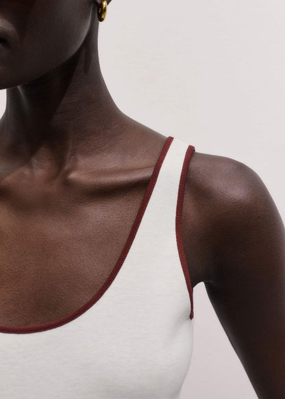 Cream Contrast Trim Slim Vest | ME+EM Clothing