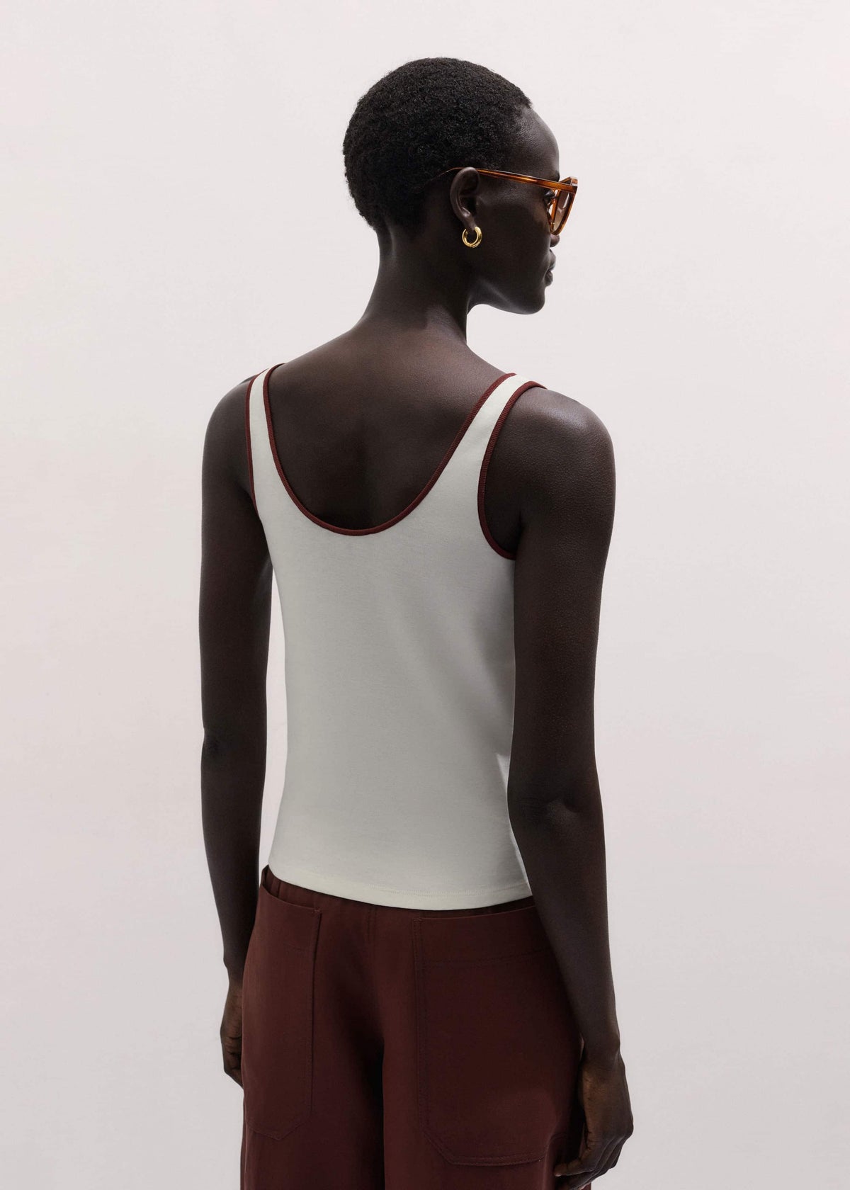 Cream Contrast Trim Slim Vest | ME+EM Clothing
