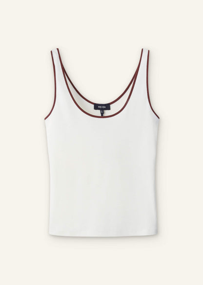 Cream Contrast Trim Slim Vest | ME+EM Clothing