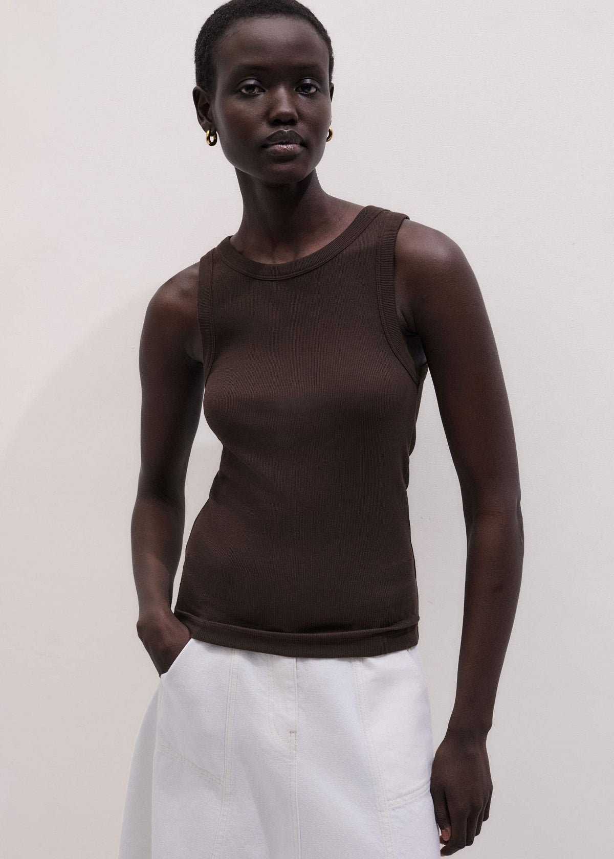Brown Perfect Basic Vest | ME+EM Clothing
