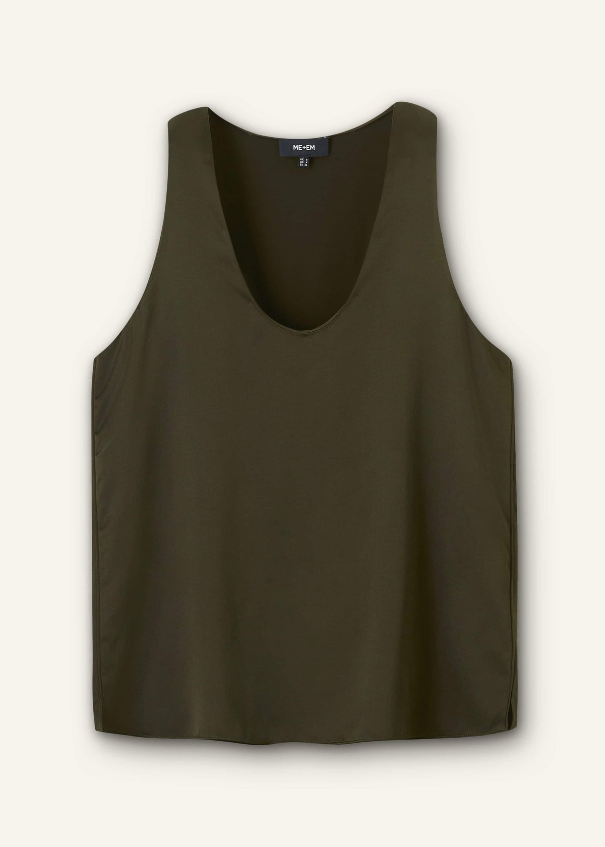 Olive Green Silk Satin Evening Tank Top | ME+EM Clothing