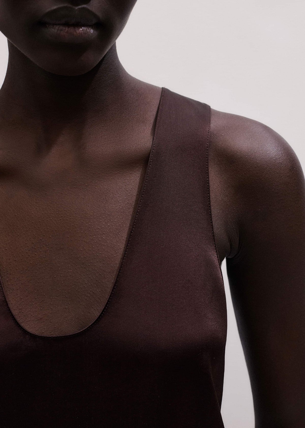 Brown Silk Satin Fluid Evening Tank | ME+EM Clothing