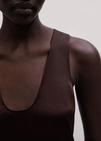 Brown Silk Satin Fluid Evening Tank | ME+EM Clothing