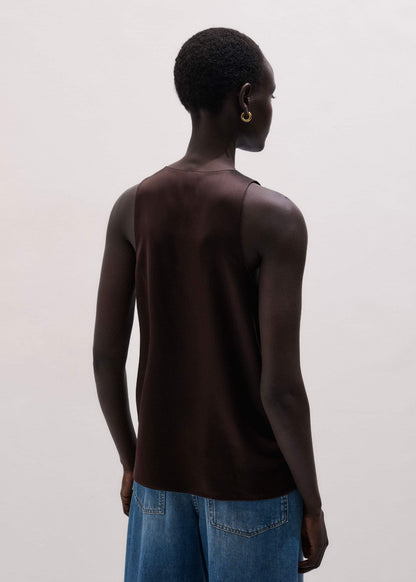 Brown Silk Satin Fluid Evening Tank | ME+EM Clothing