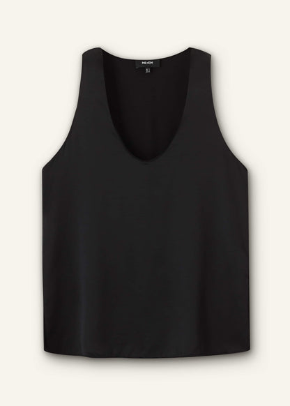 Black Silk Satin Evening Tank Top | ME+EM Clothing
