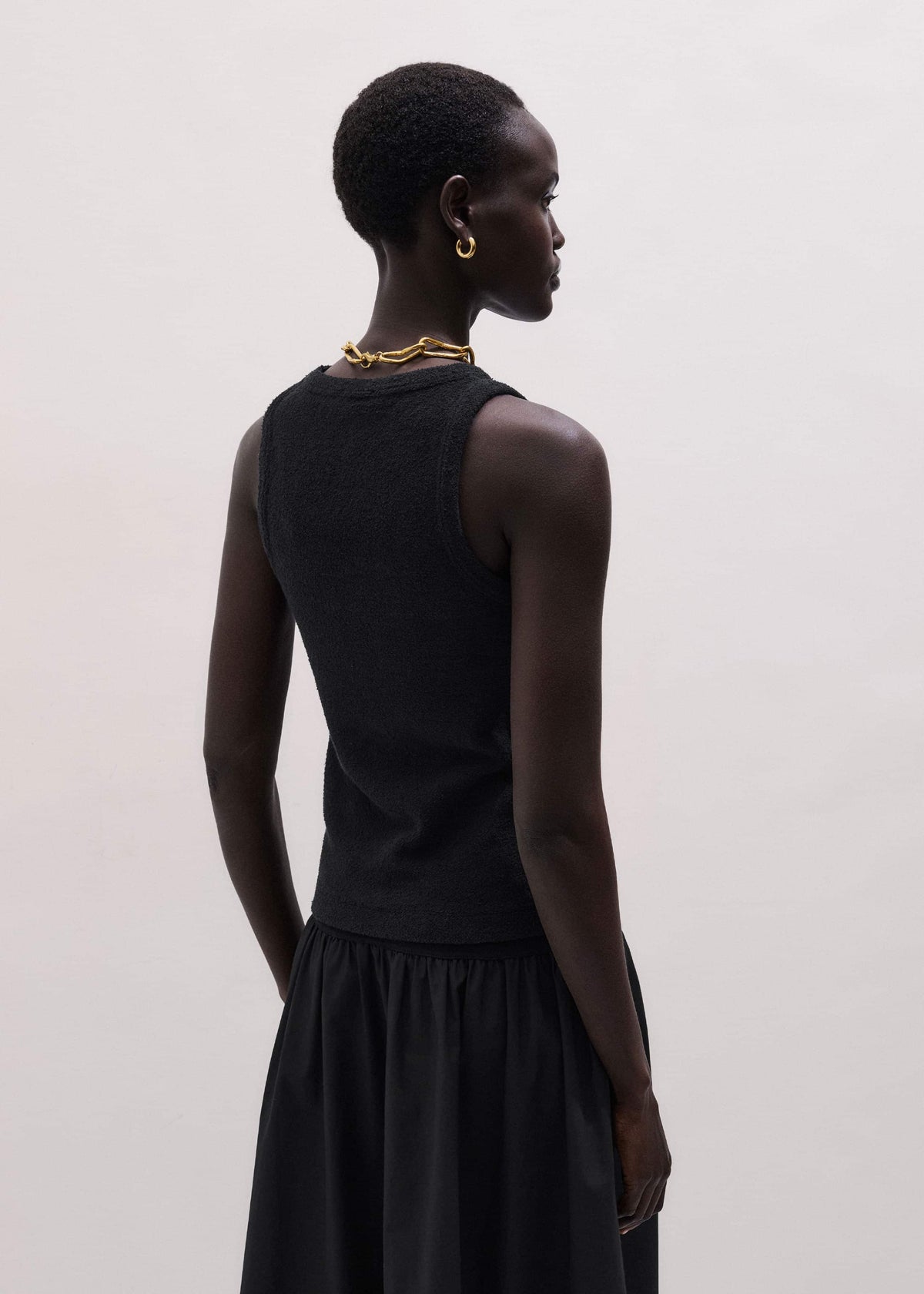 Black Textured Slim Basic Tank Top | ME+EM Clothing