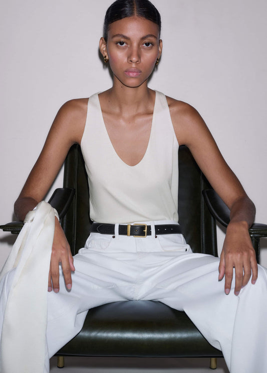 Cream Scoop Neck Vest | ME+EM Clothing
