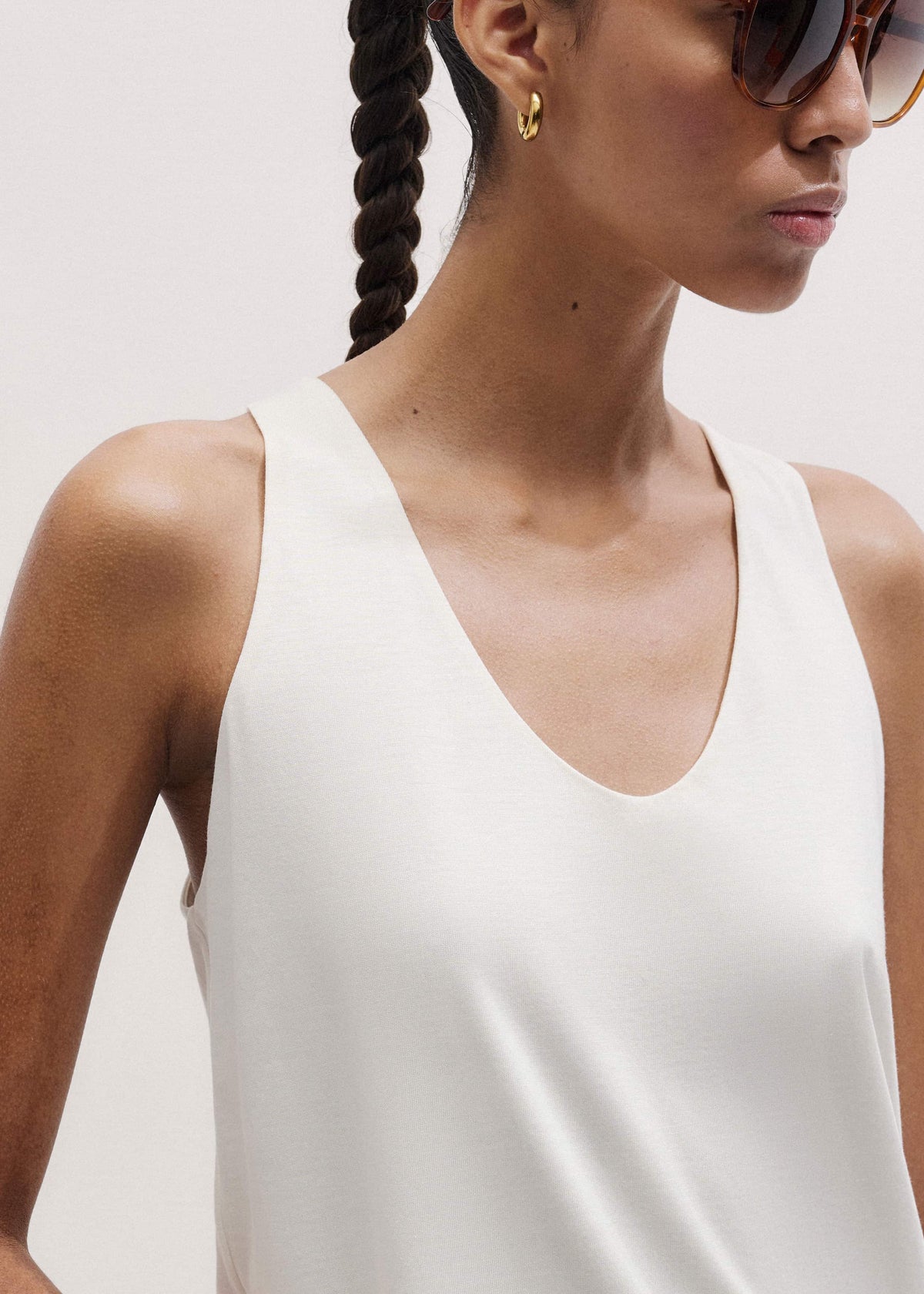 Cream Scoop Neck Vest | ME+EM Clothing