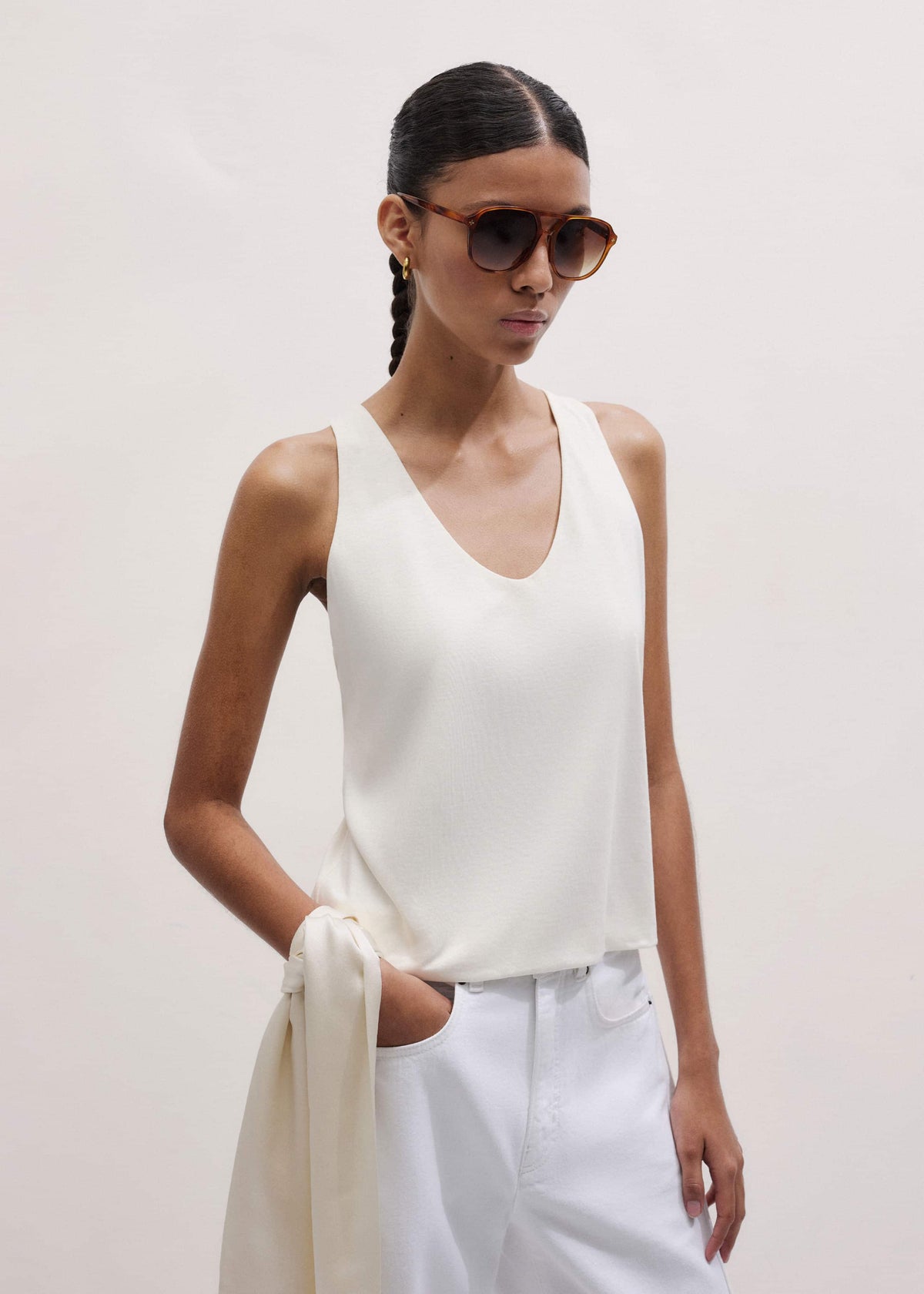 Cream Scoop Neck Vest | ME+EM Clothing