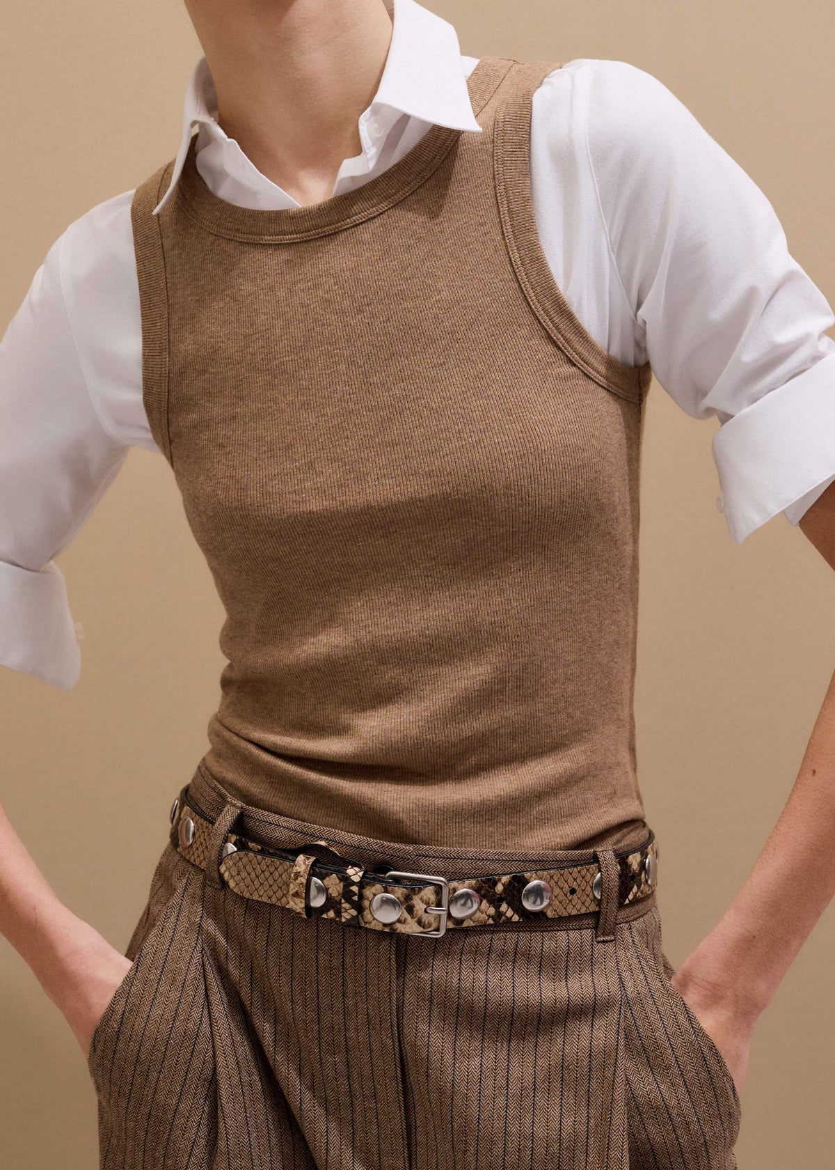Camel Brown Ultimate Crew Neck Tank | ME+EM Clothing