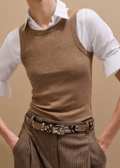 Camel Brown Ultimate Crew Neck Tank | ME+EM Clothing