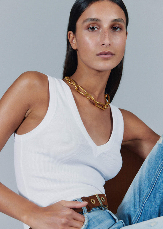 White Ultimate V-Neck Vest | ME+EM Clothing