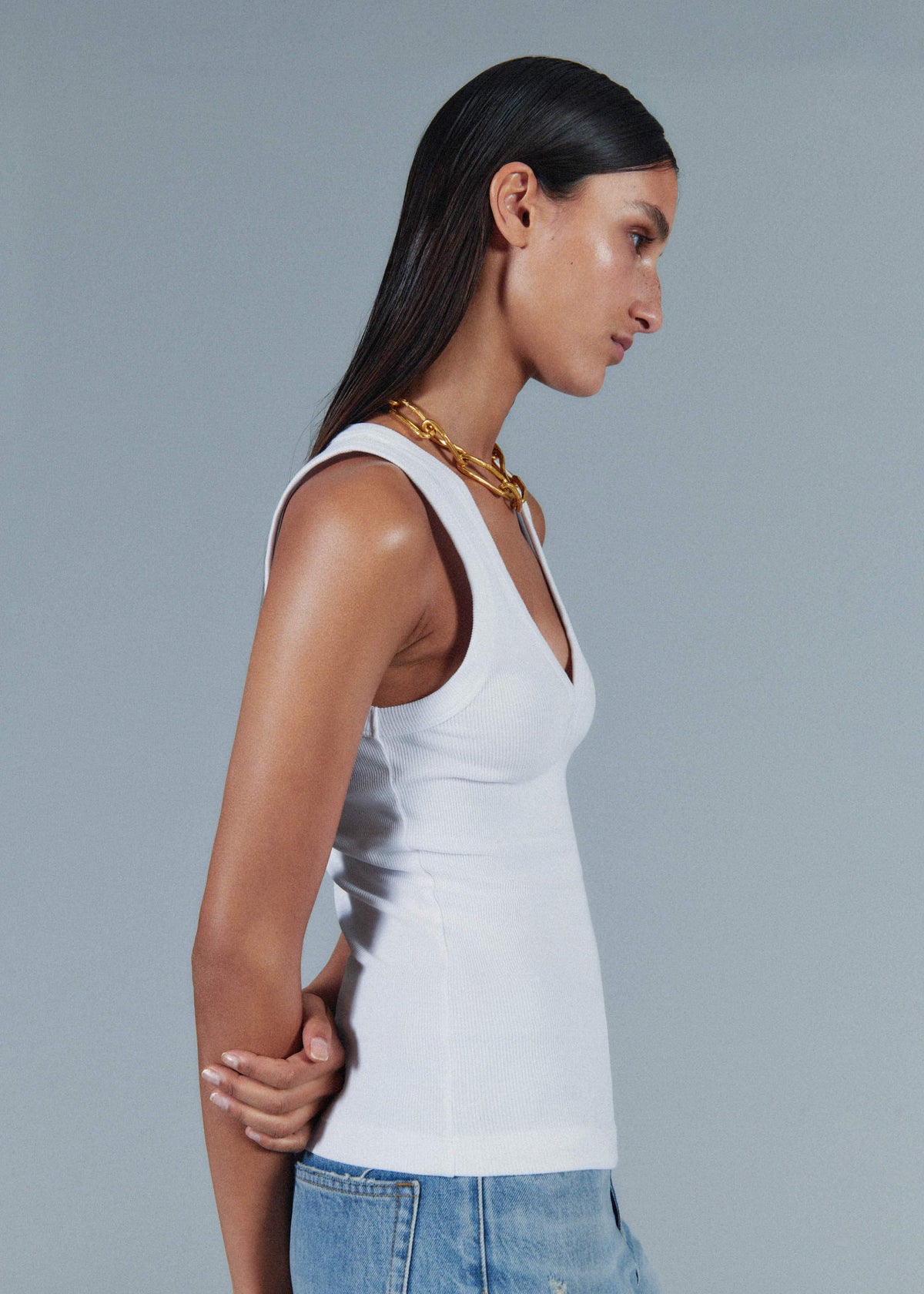 White Ultimate V-Neck Vest | ME+EM Clothing