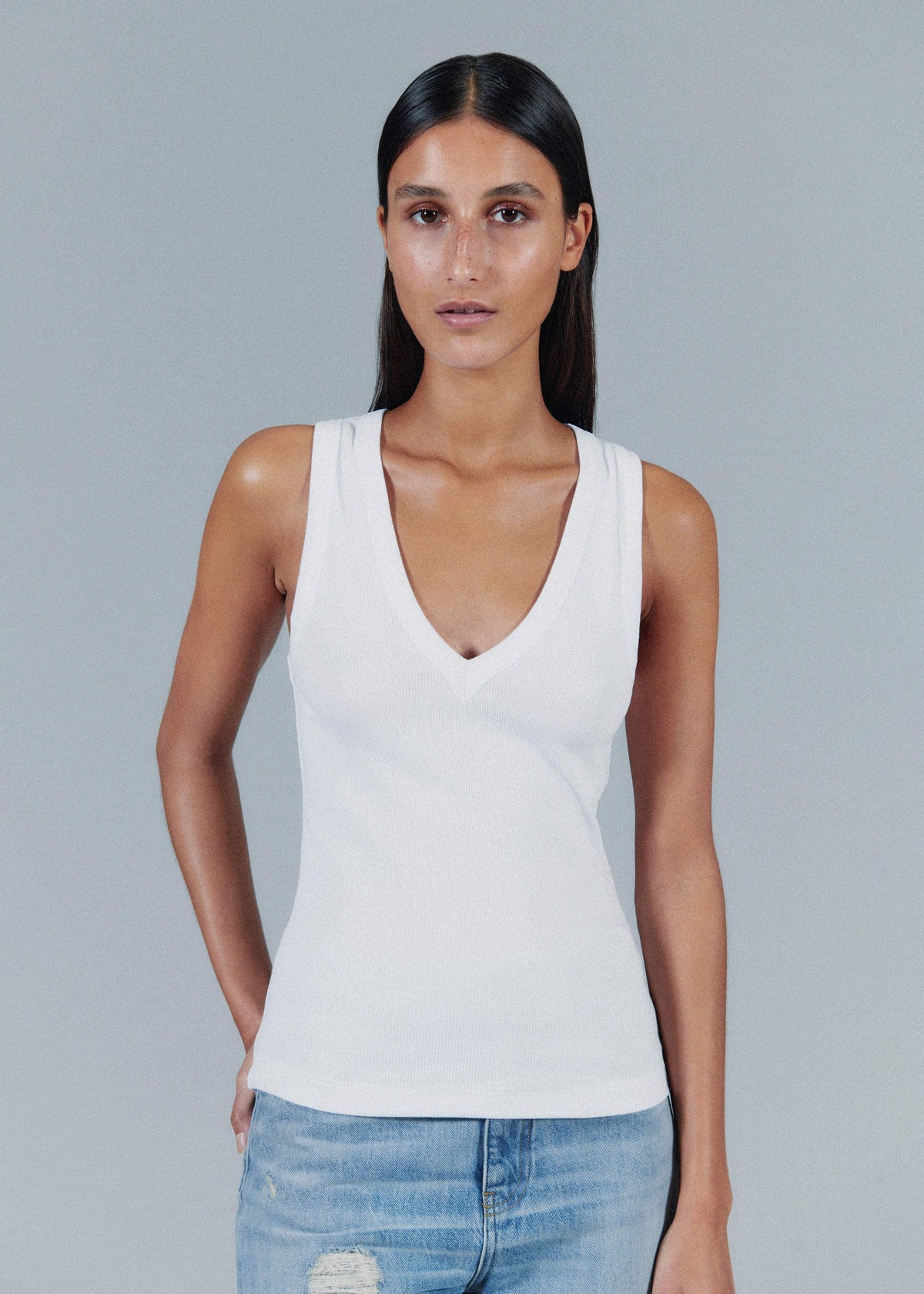 White Ultimate V-Neck Vest | ME+EM Clothing