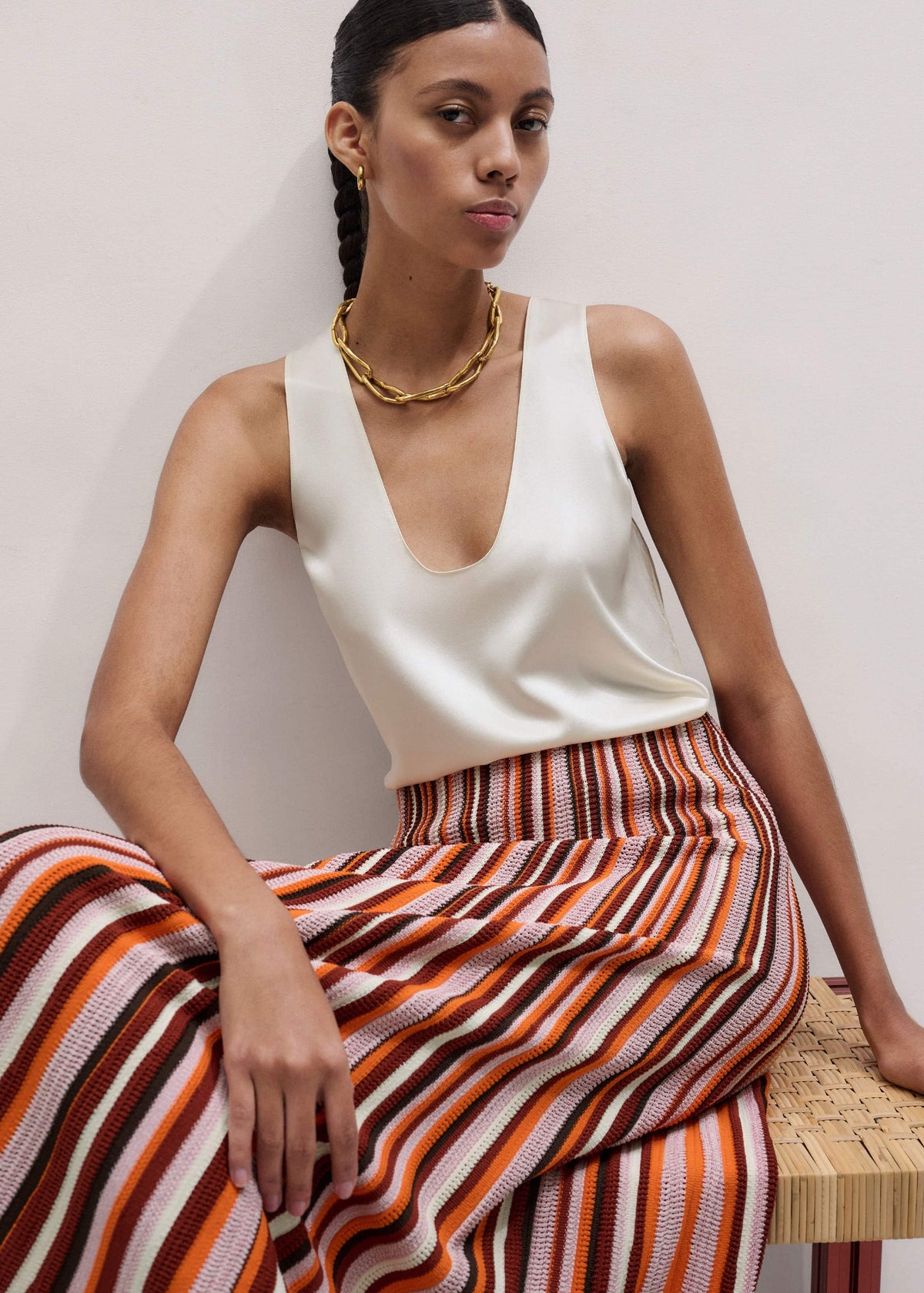 Cream Fluid Evening Tank Top | ME+EM Clothing