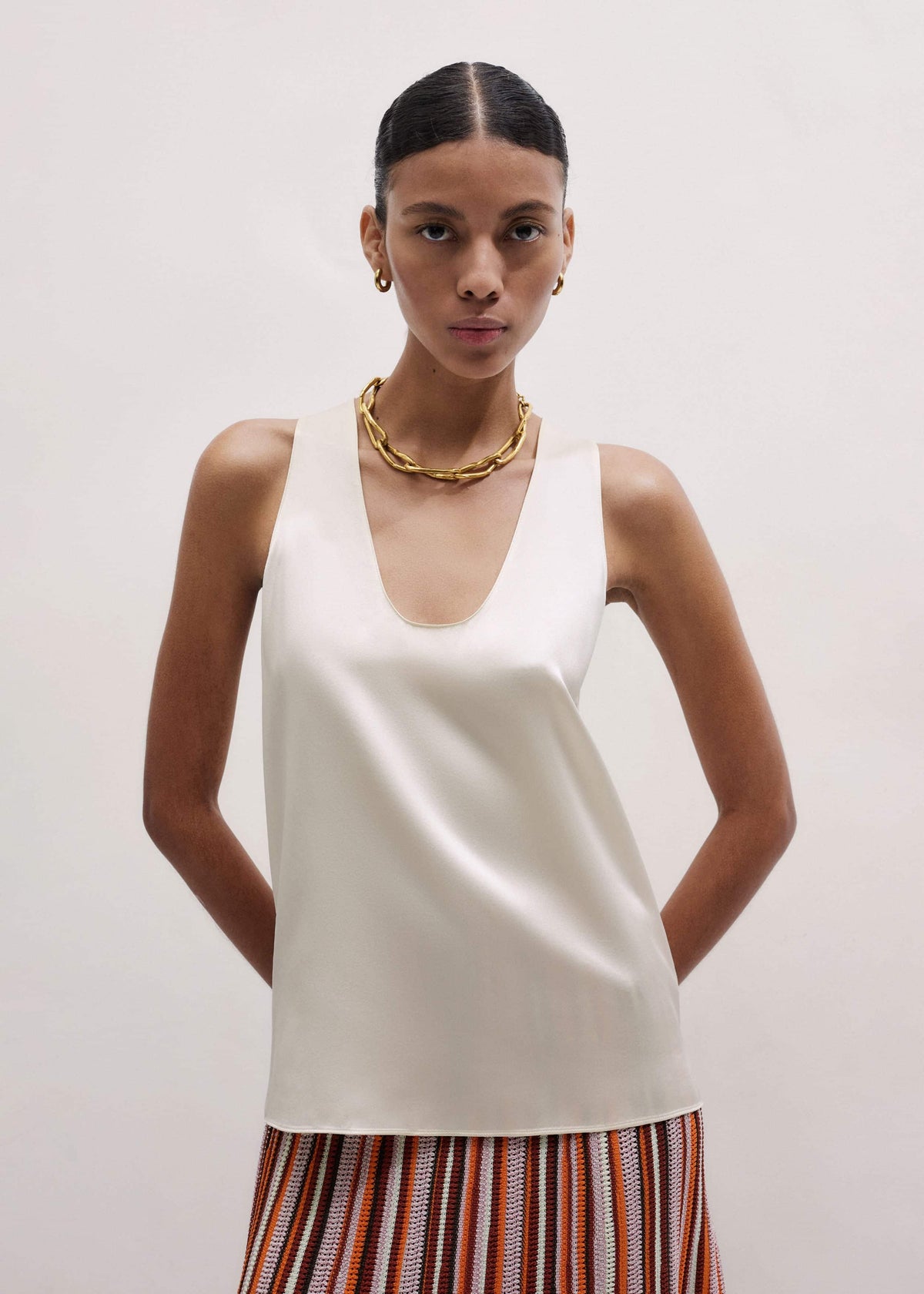 Cream Fluid Evening Tank Top | ME+EM Clothing
