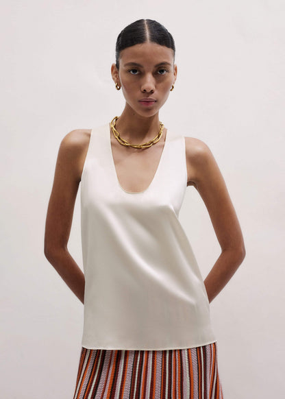 Cream Fluid Evening Tank Top | ME+EM Clothing