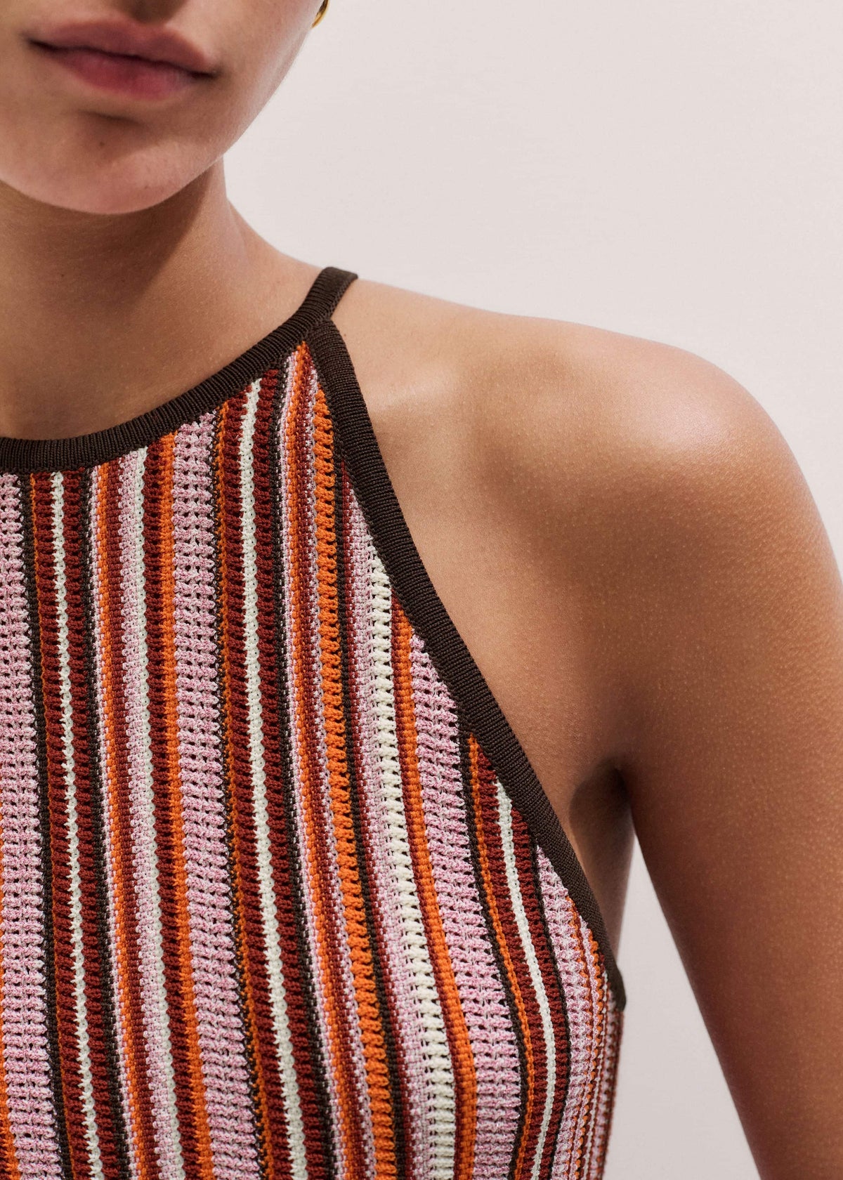 Cinnamon Brown Stripe Slim Knit Tank | ME+EM Clothing