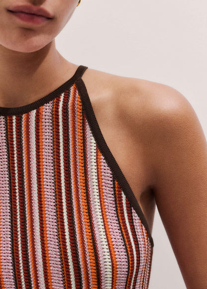 Cinnamon Brown Stripe Slim Knit Tank | ME+EM Clothing