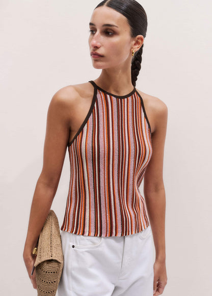 Cinnamon Brown Stripe Slim Knit Tank | ME+EM Clothing