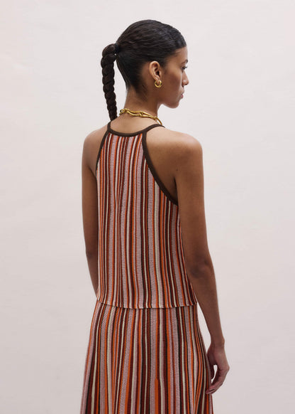 Cinnamon Brown Stripe Slim Knit Tank | ME+EM Clothing