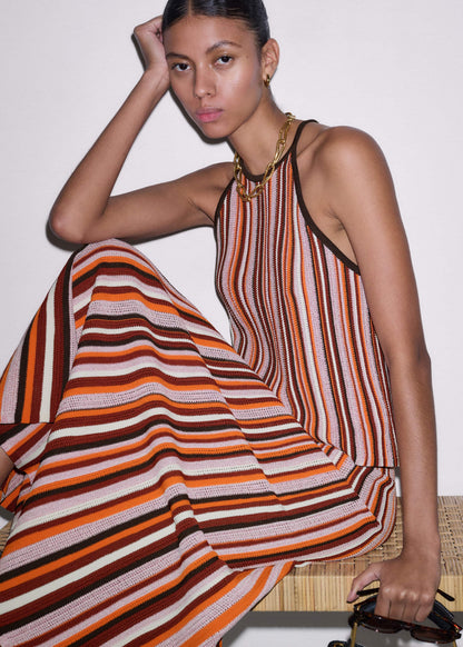 Cinnamon Brown Stripe Slim Knit Tank | ME+EM Clothing