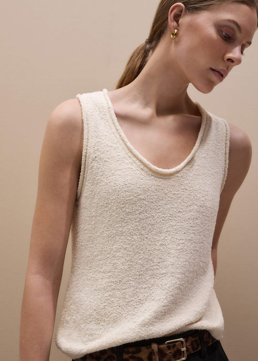 Cream Slim Knit Tank Top | ME+EM Clothing
