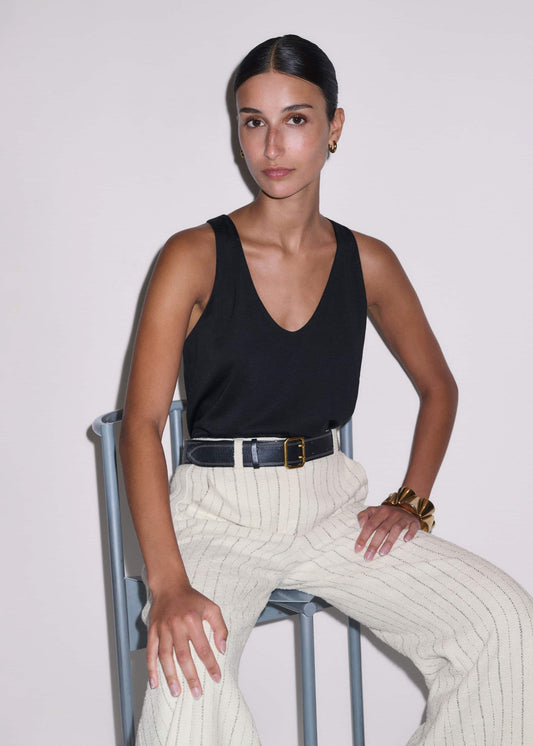 Black Scoop Neck Vest | ME+EM Clothing