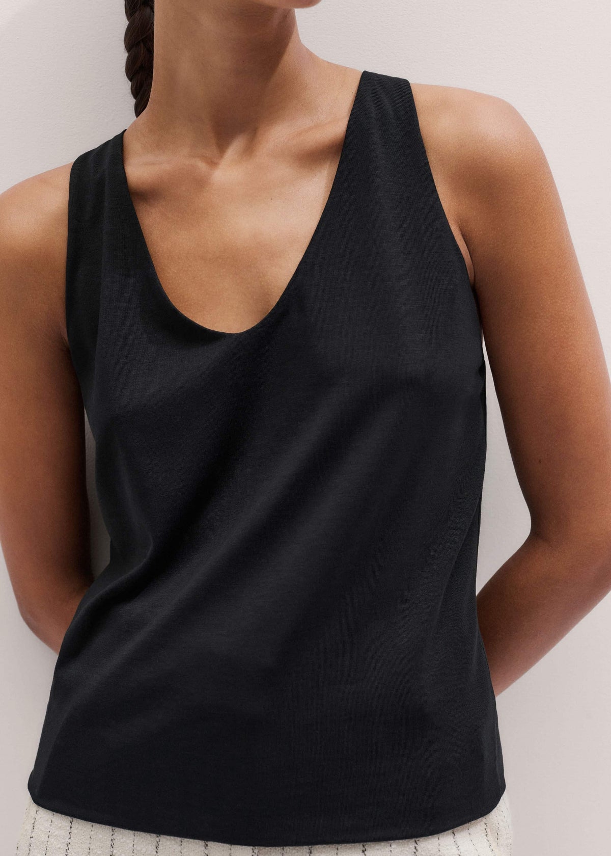 Black Scoop Neck Vest | ME+EM Clothing