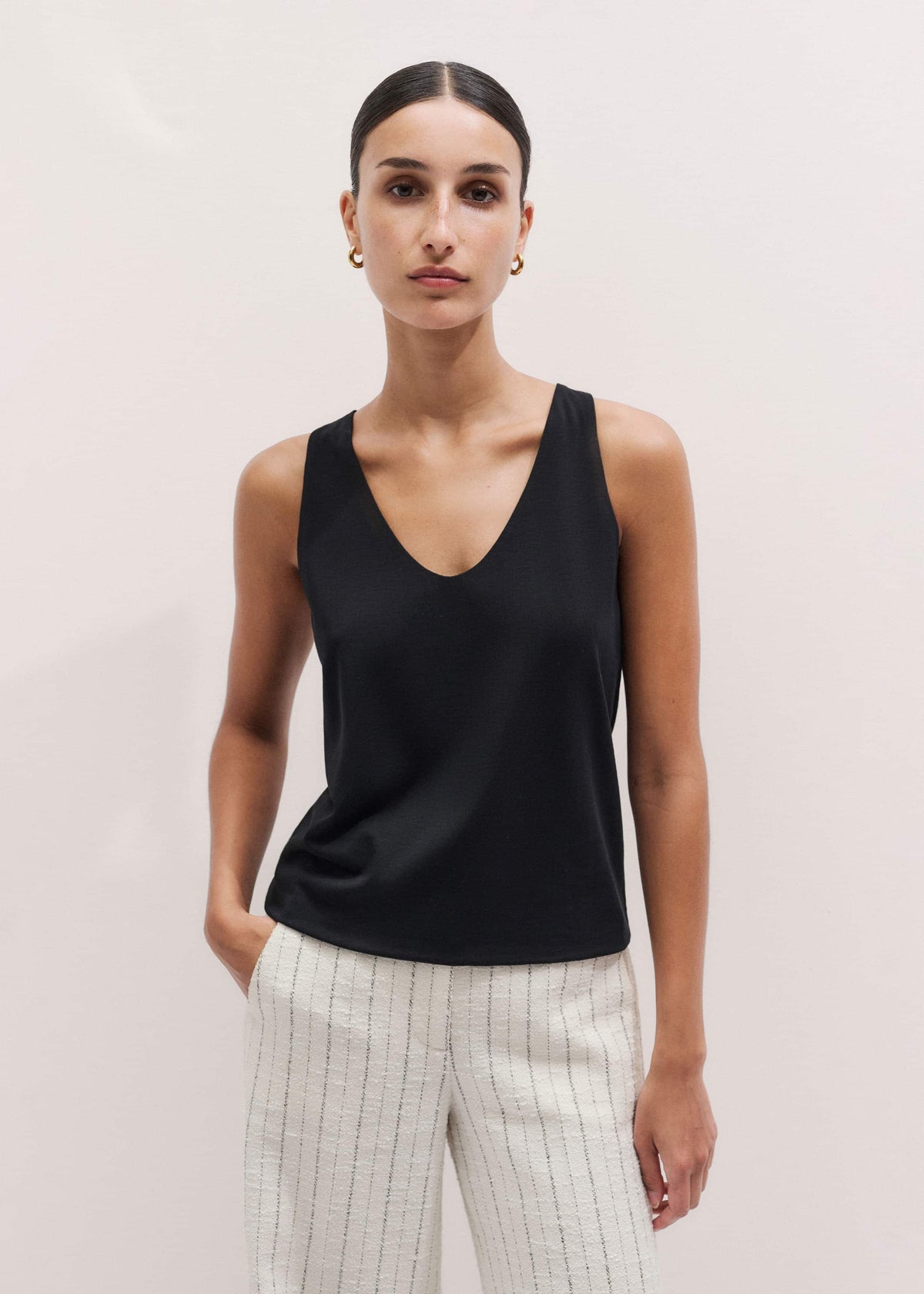 Black Scoop Neck Vest | ME+EM Clothing