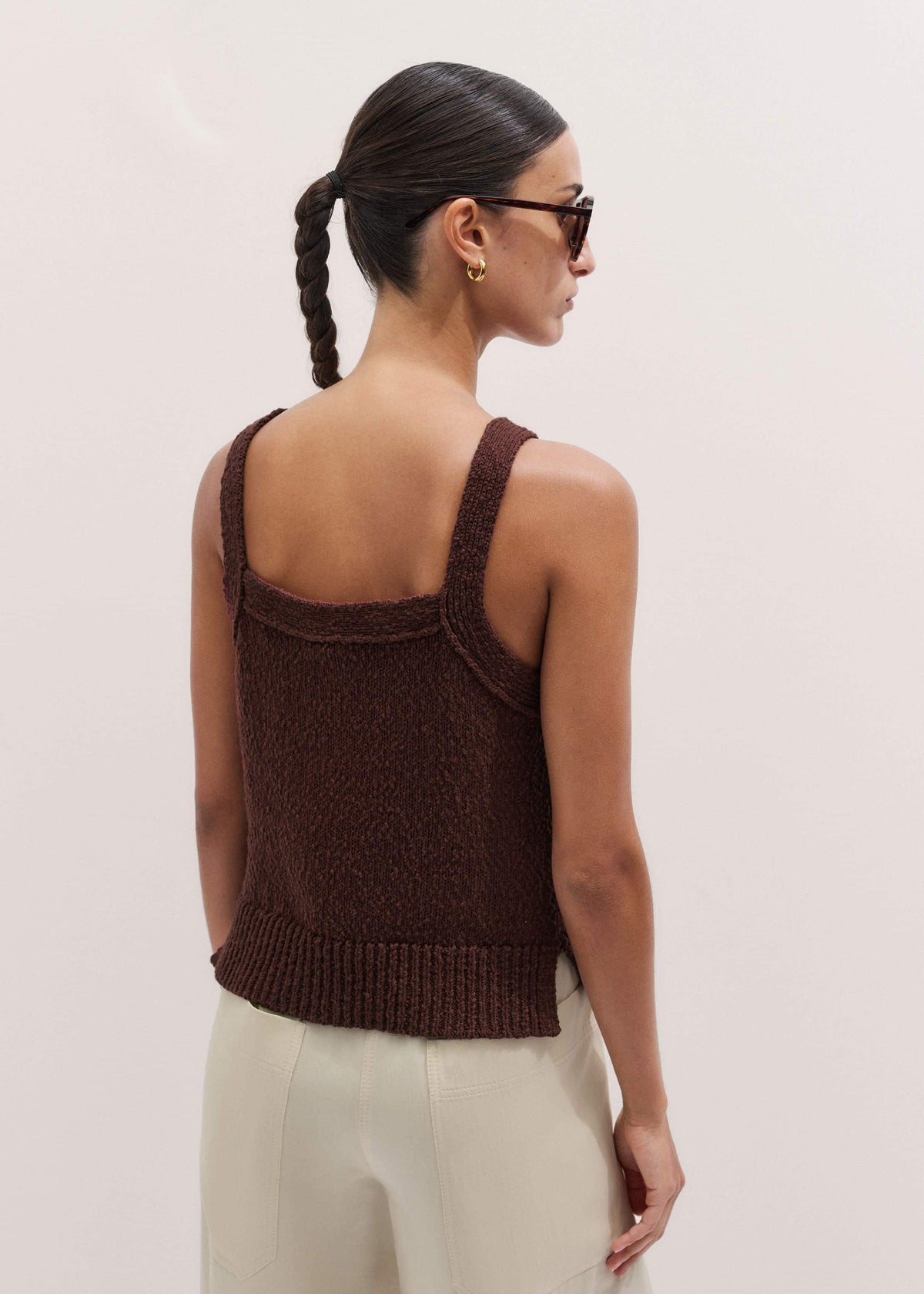 Cinnamon Brown Square Neck Knit Top | ME+EM Clothing