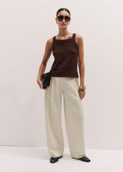 Cinnamon Brown Square Neck Knit Top | ME+EM Clothing
