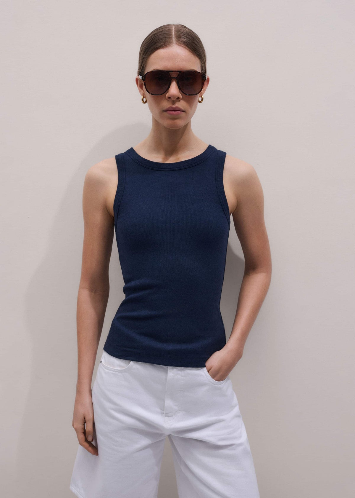 Navy Ultimate Crew Neck Perfect Basic Tank | ME+EM Clothing