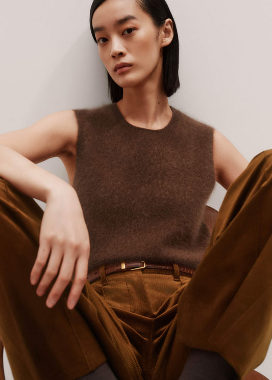 Brown Straight Sweater Vest | ME+EM Clothing