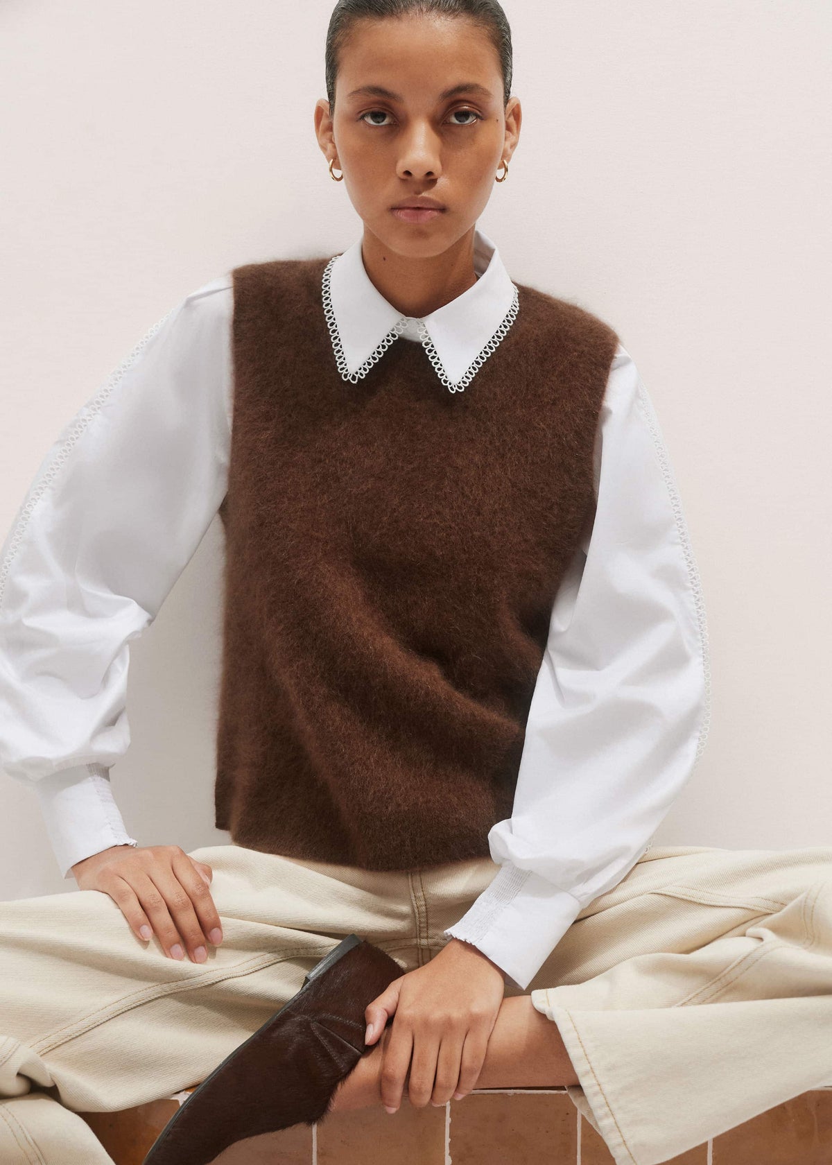 Brown Straight Sweater Vest | ME+EM Clothing