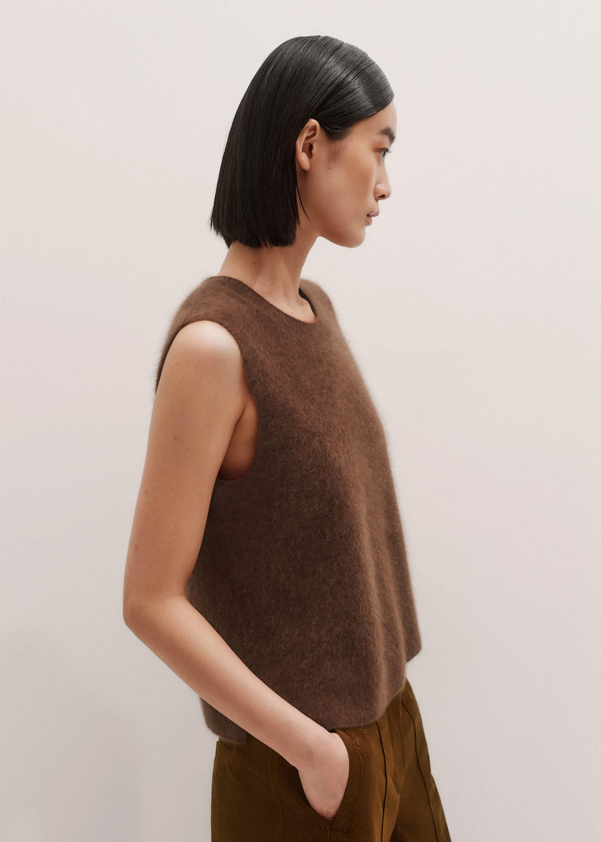 Brown Straight Sweater Vest | ME+EM Clothing