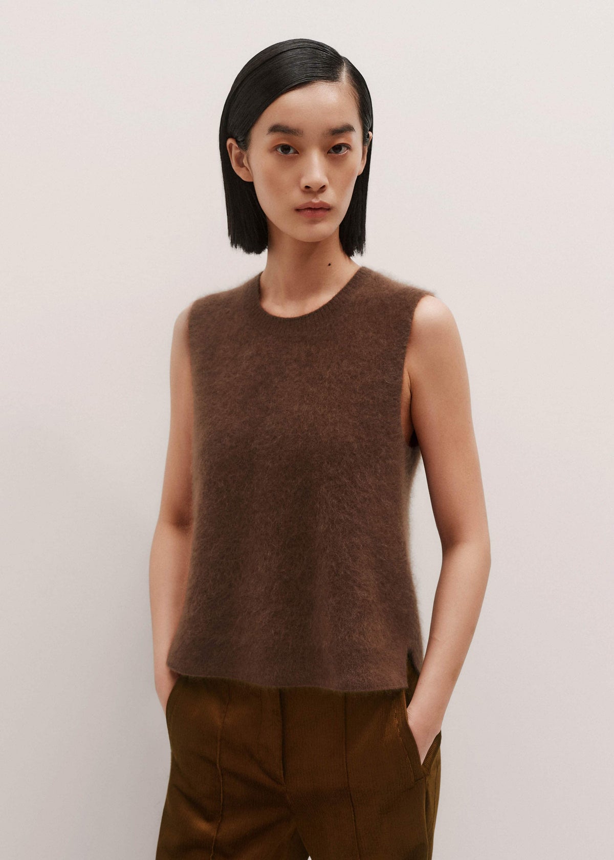 Brown Straight Sweater Vest | ME+EM Clothing