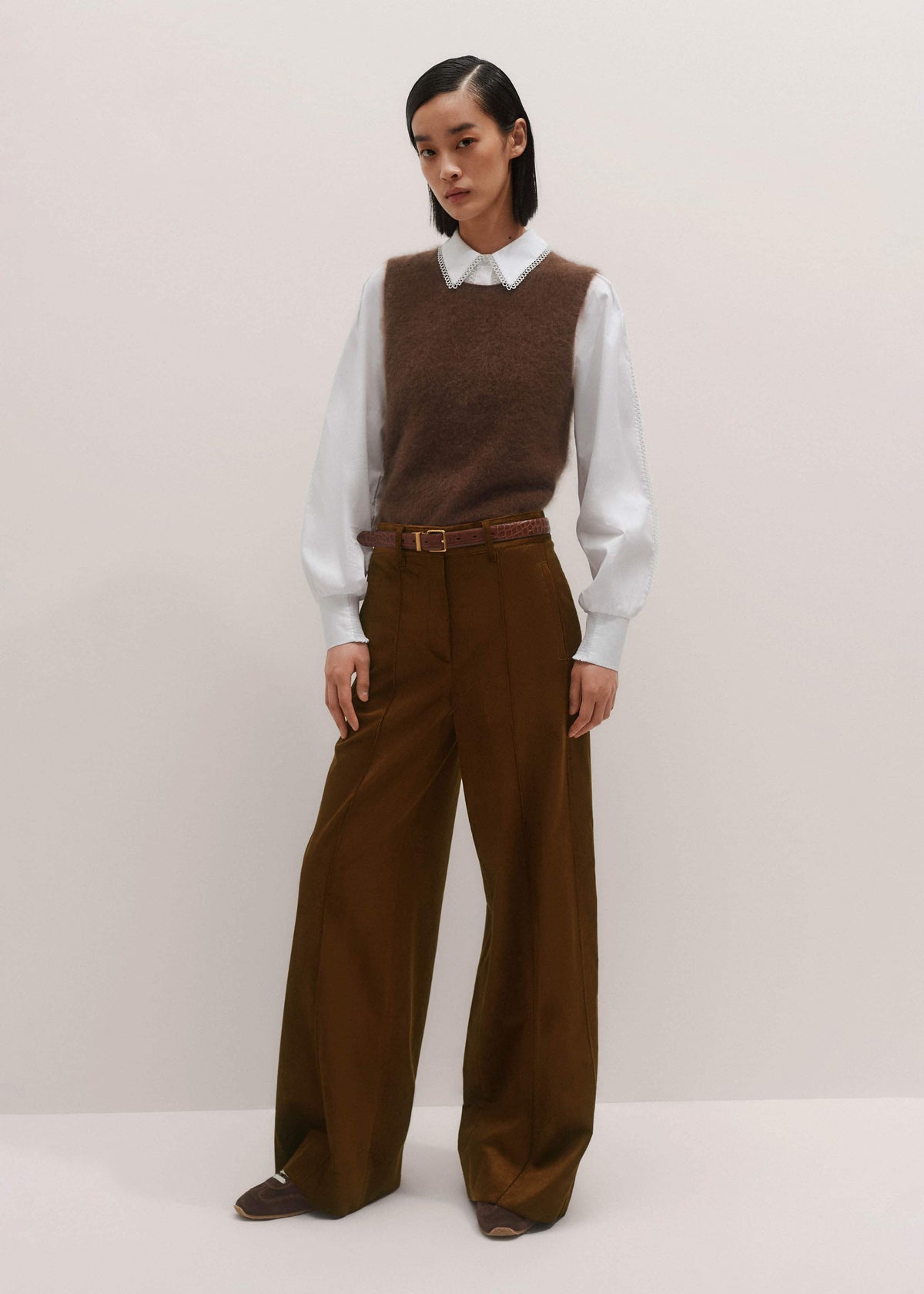 Brown Straight Sweater Vest | ME+EM Clothing