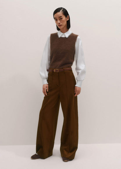Brown Straight Sweater Vest | ME+EM Clothing