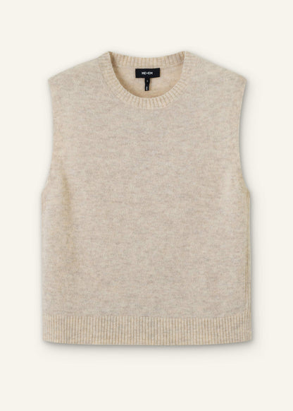 Cream Alpaca Blend Straight Knit Vest | ME+EM Clothing