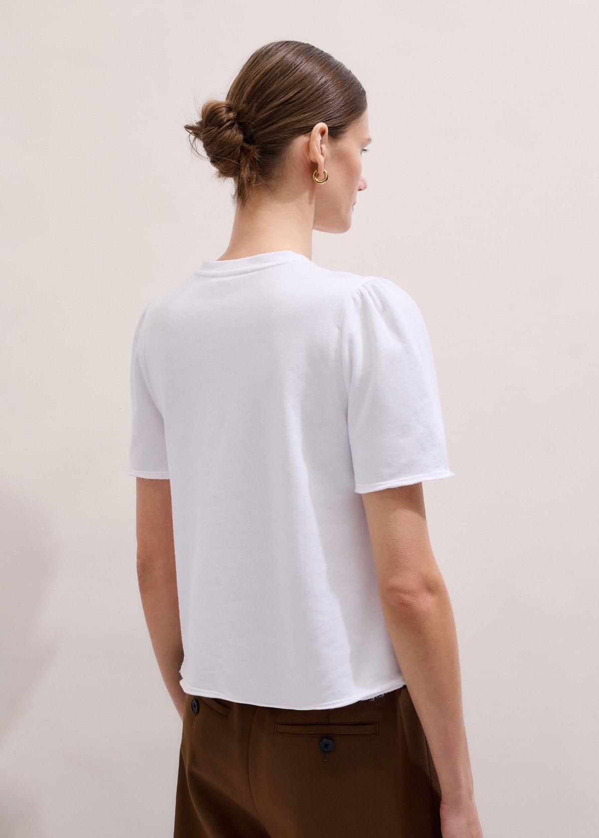 White Raw Edge V-Neck Swing Sweatshirt | ME+EM Clothing