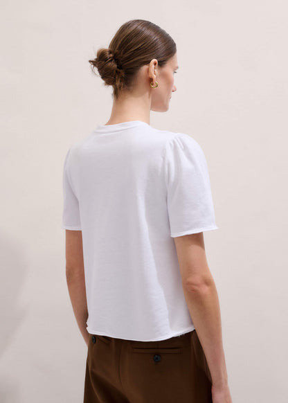 White Raw Edge V-Neck Swing Sweatshirt | ME+EM Clothing