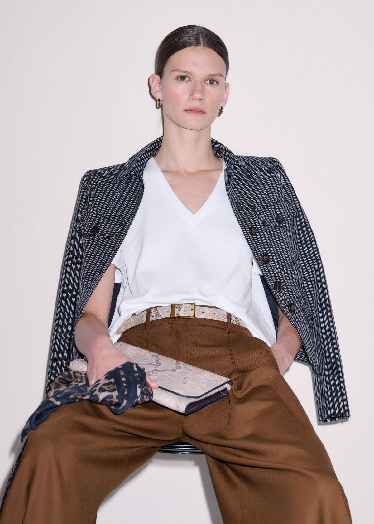 White Raw Edge V-Neck Swing Sweatshirt | ME+EM Clothing