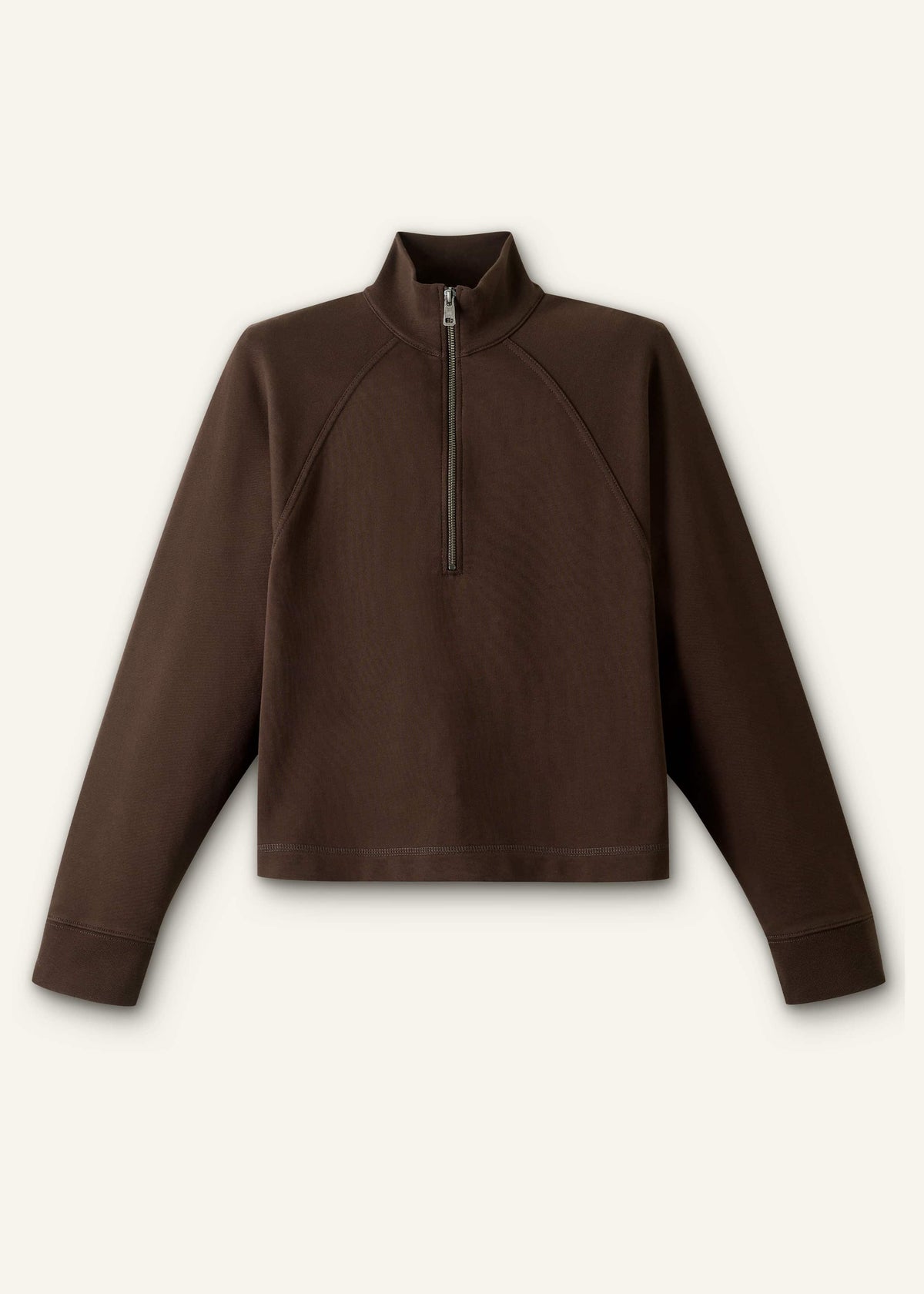 Brown Sweatshirt Cropped Funnel Neck Top | ME+EM Clothing