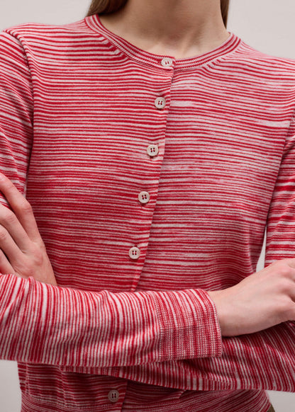 Red Spacedye Slim Fit Cardigan | ME+EM Clothing
