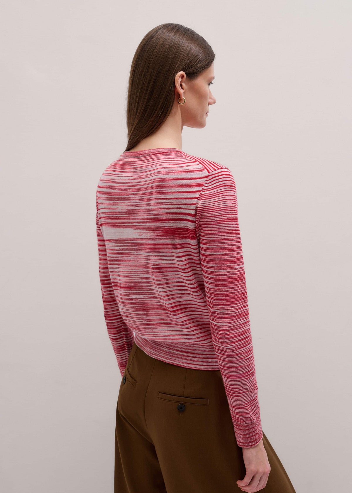 Red Spacedye Slim Fit Cardigan | ME+EM Clothing