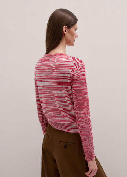 Red Spacedye Slim Fit Cardigan | ME+EM Clothing