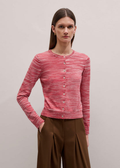 Red Spacedye Slim Fit Cardigan | ME+EM Clothing