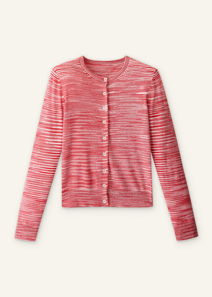 Red Spacedye Slim Fit Cardigan | ME+EM Clothing