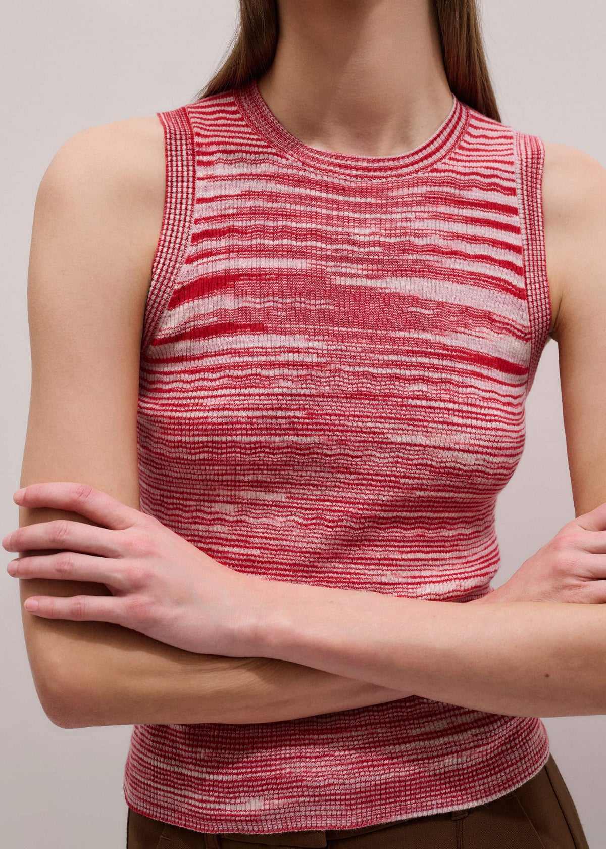 Red Spacedye Slim Fit Knit Vest | ME+EM Clothing